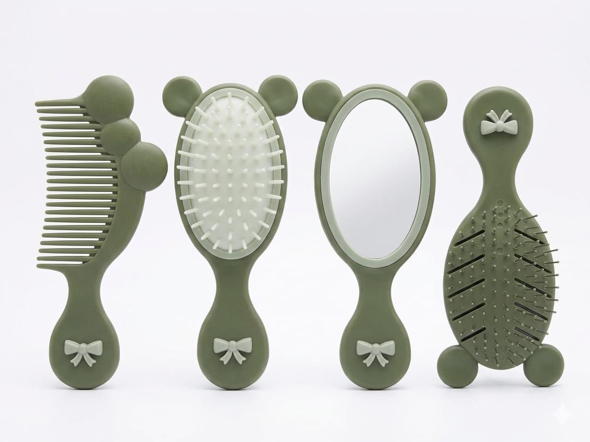 Set De Peinado Infantil (Cepillo, Peinilla y Espejo)