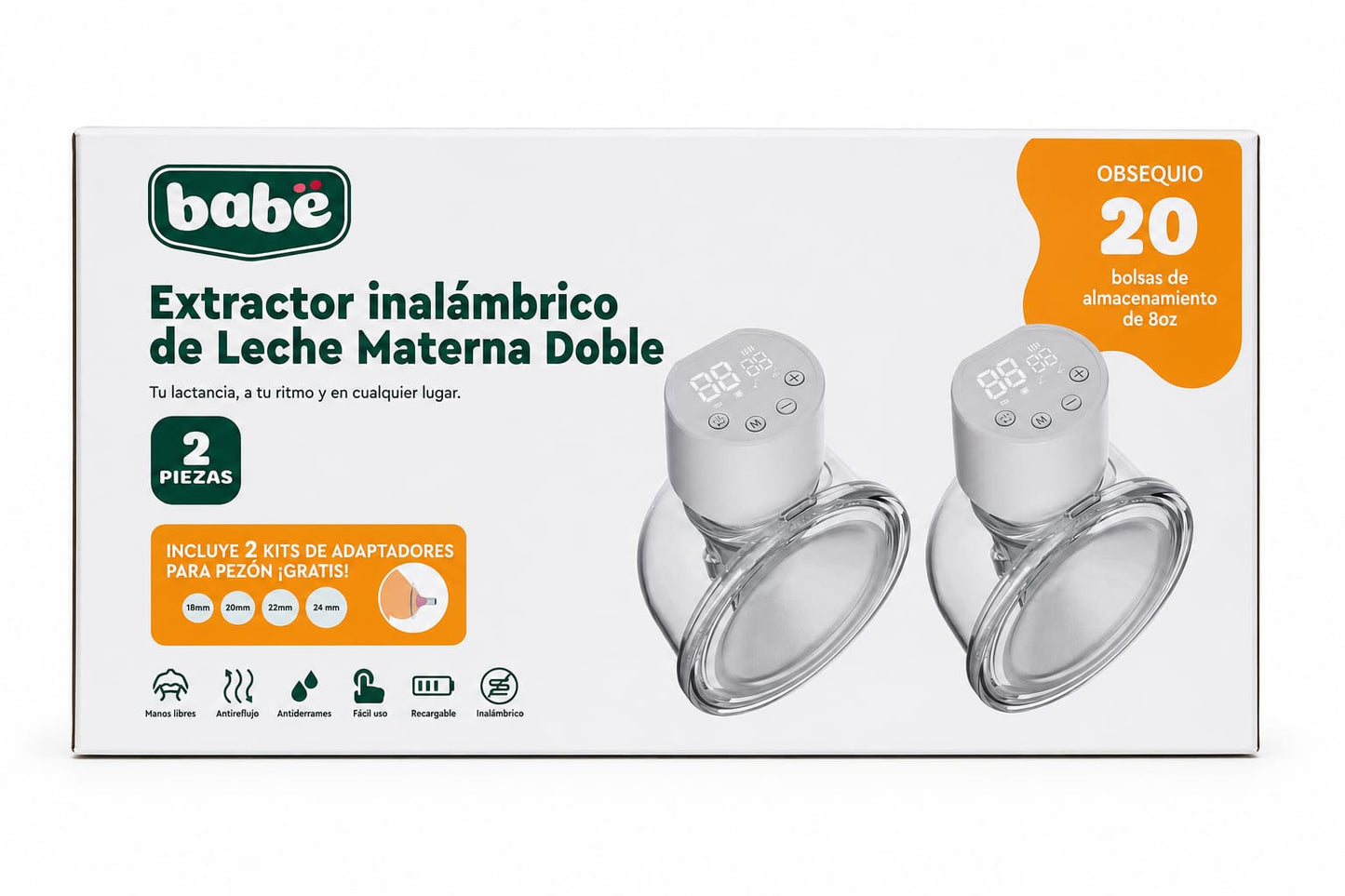 Extractor De Leche Materna Manos Libres Babe Doble