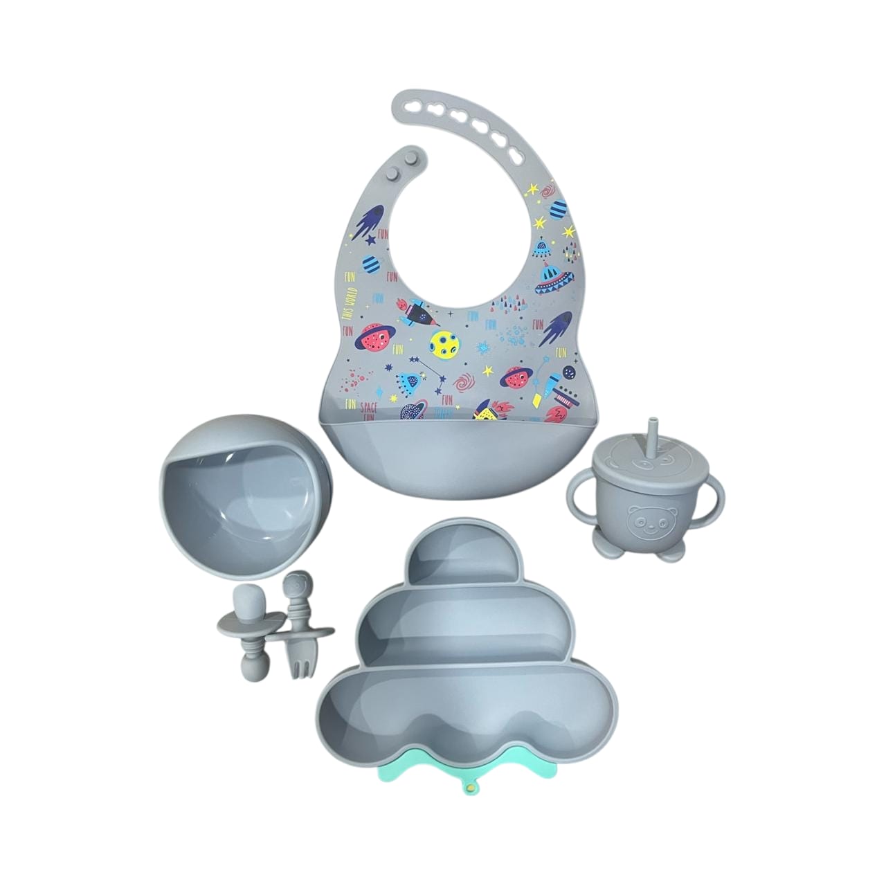 🚀 Set de Alimentación Infantil Nube de Silicona (6 Piezas)