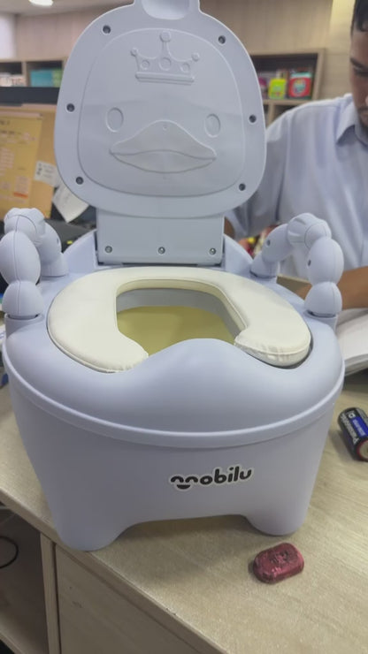 🚽Vasenilla de Entrenamiento de Bebé Forma de Pato con Asiento Acolchado y Tapa Color Pastel