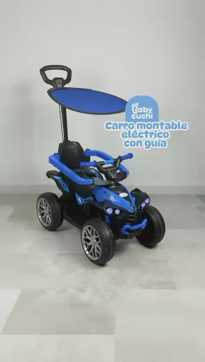 Carro Cuatrimoto Eléctrico Con Guía Dirigible, 2 Motores, Llantas En Goma, Control Remoto Recargable Con Dirección