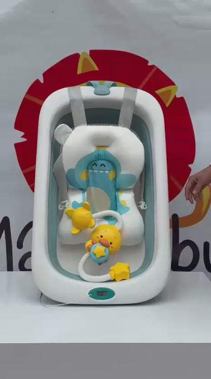 Combo Bañera Plegable, Extra Grande Con Soporte En Silicona y Ducha Eléctrica